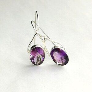 Brazilian Amethyst Sterling Silver Drop Earrings
